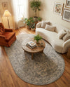 Seville Stripes Collection Area Rug -  Granada (Gray) Oval Gray  lifestyle 79