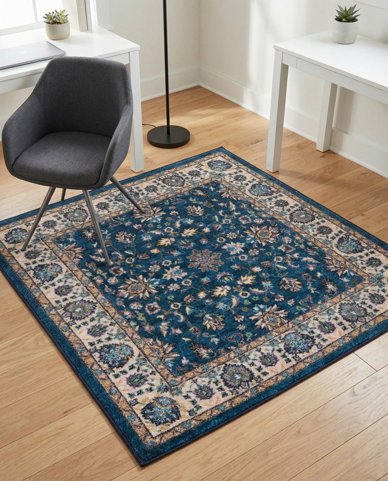 Casablanca Tapestry Collection Area Rug -  Marrakech (Egyptian Blue) Square Egyptian Blue  lifestyle 25