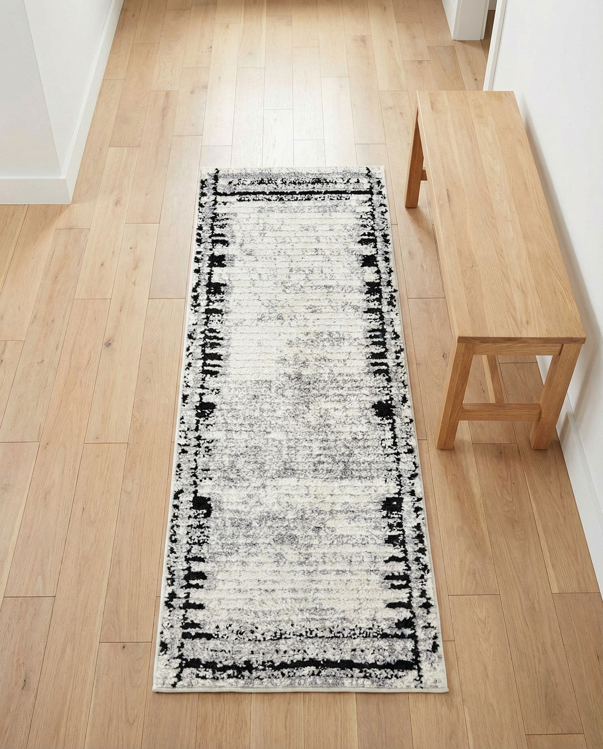 Marrakech Mosaic Collection Area Rug -  Sahara Runner Black and White  lifestyle 82