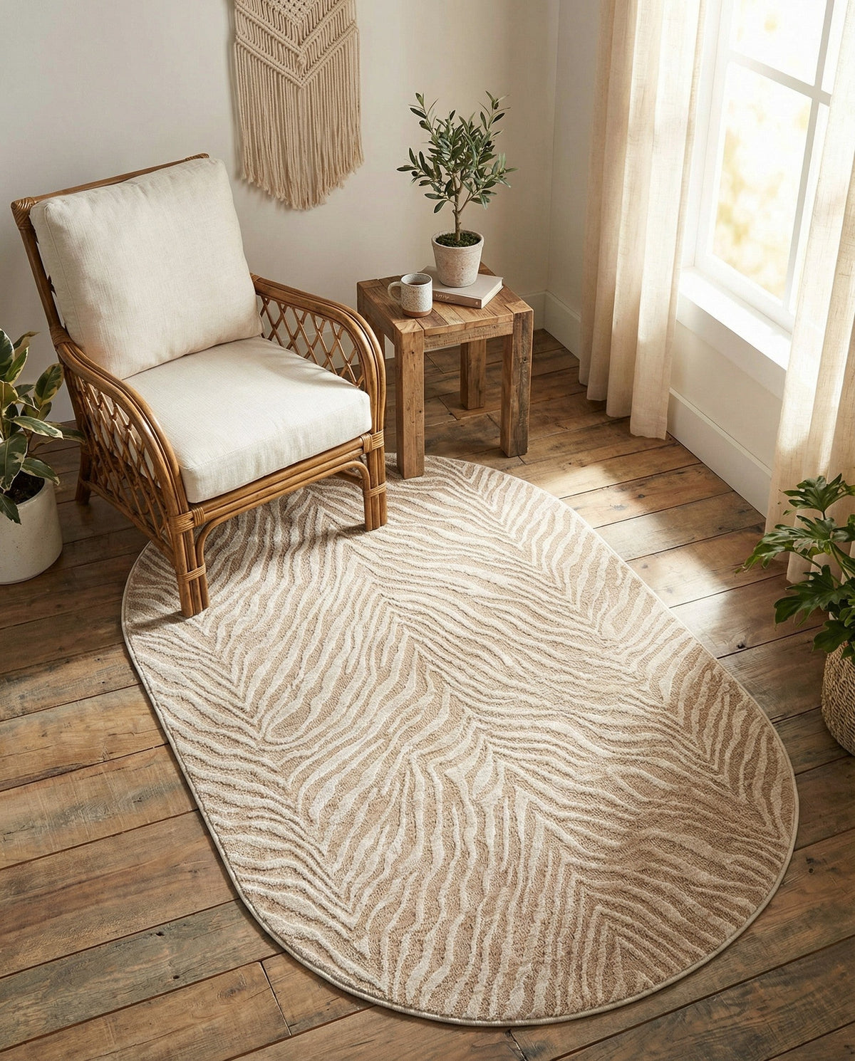 Bloomsbury Elegance Collection Area Rug -  Chelsea Oval Ivory Beige  lifestyle 149