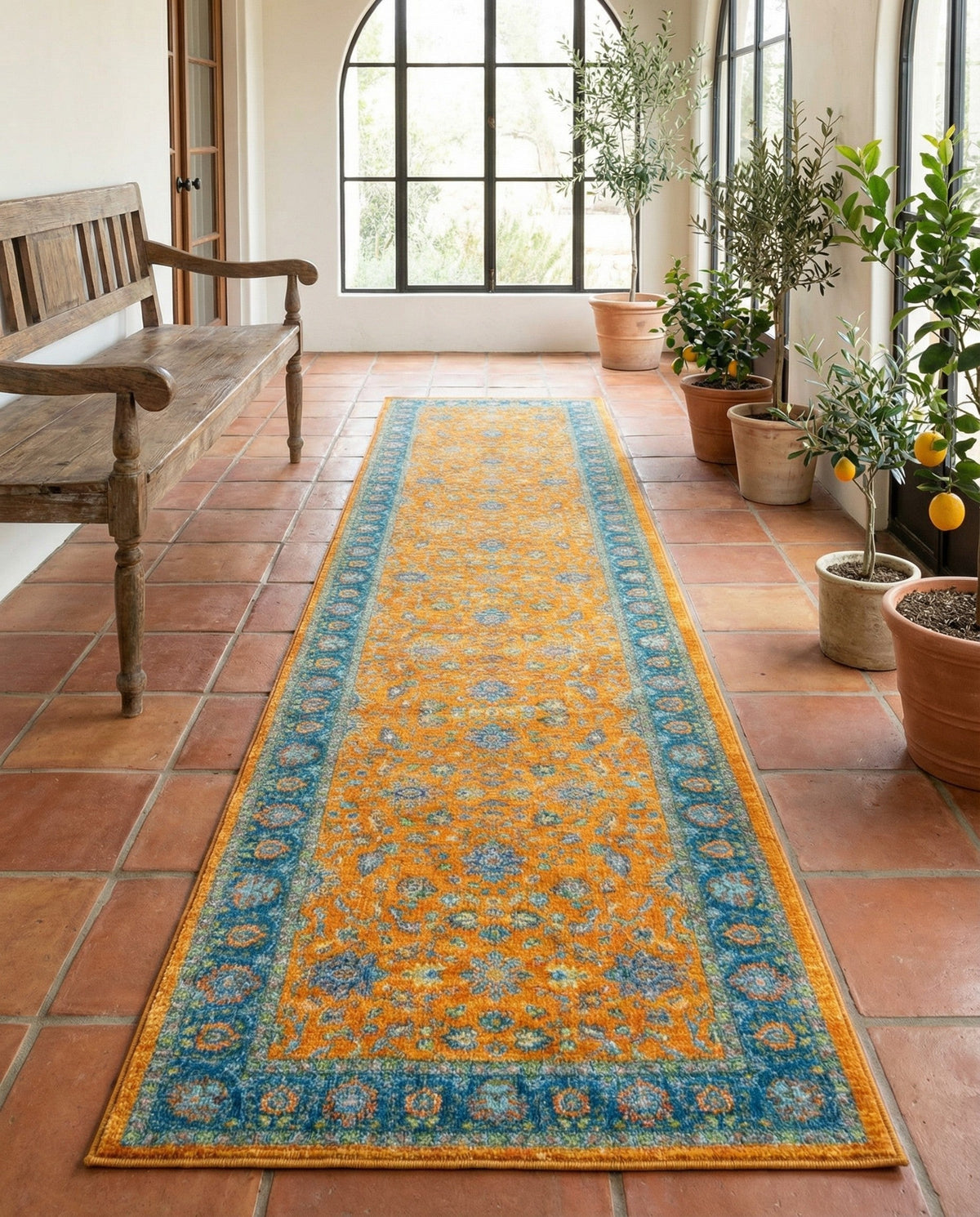 Casablanca Tapestry Collection Area Rug -  Marrakech (Sunshine Yellow) Runner Sunshine Yellow  lifestyle 48