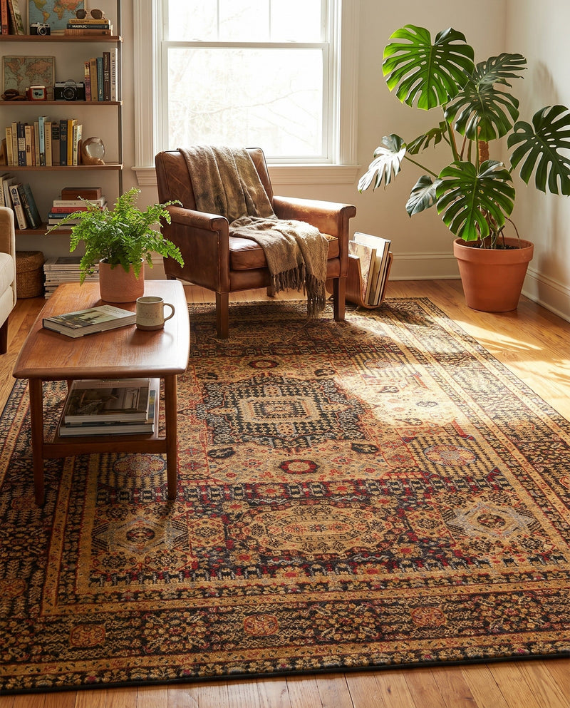 Ottoman Elegance Collection Area Rug - Sultan Rectangle Brown  lifestyle 49