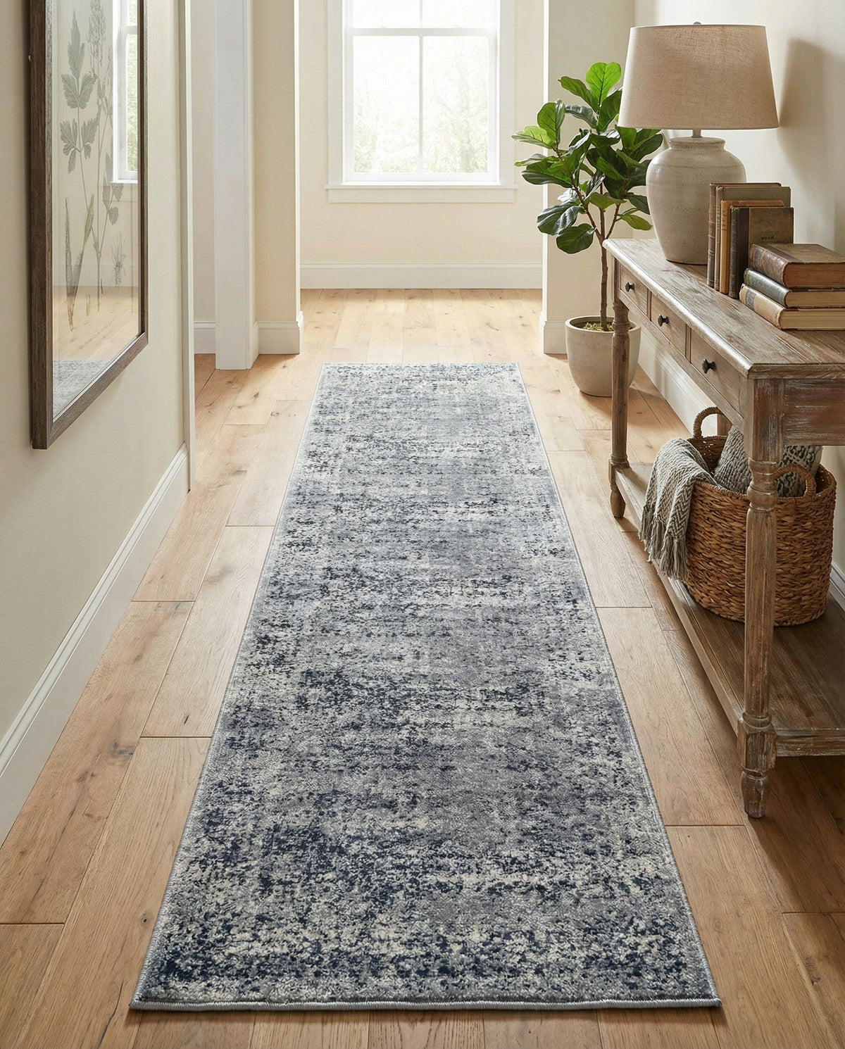Coastal Manor Collection Area Rug -  Marina Runner Blue Gray  lifestyle 72