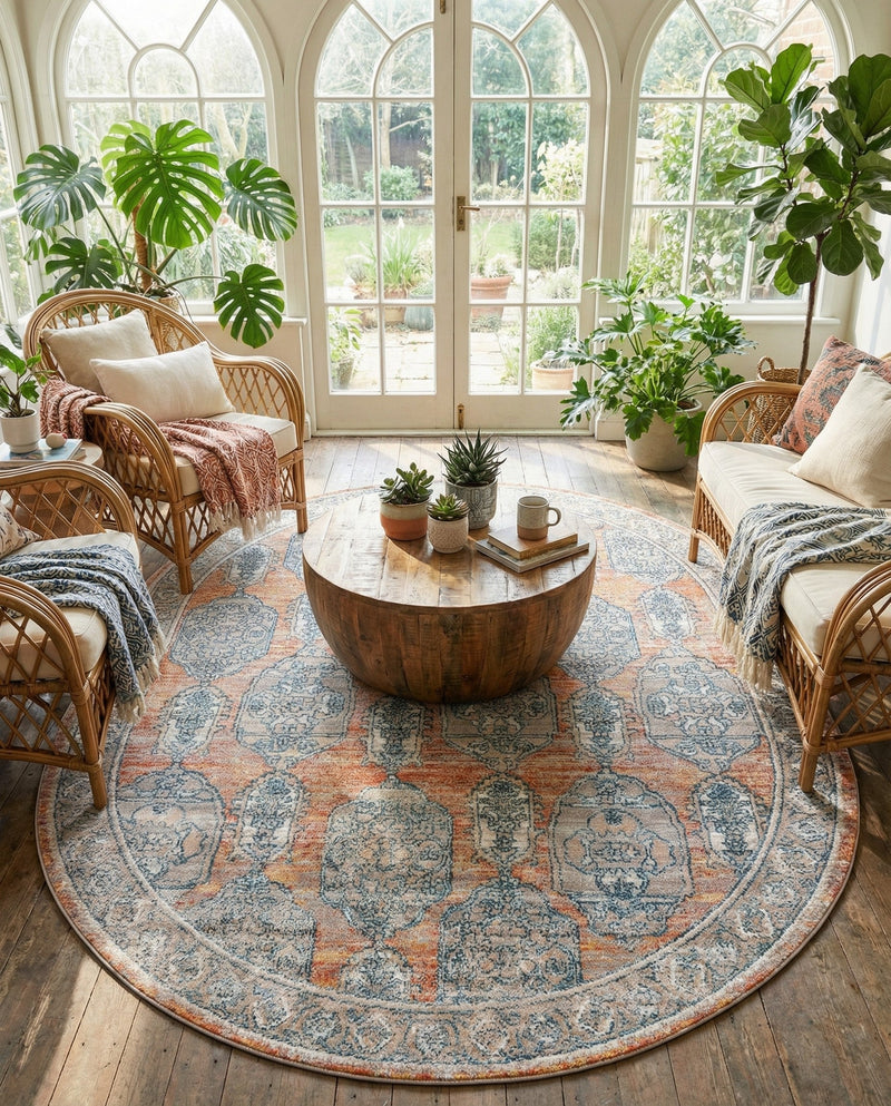 Seville Stripes Collection Area Rug -  Granada (Brick Red) Oval Brick Red  lifestyle 77
