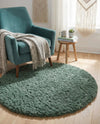 Eternal Plush Oasis Collection Area Rug -  Tranquility (Forest Green) Round Forest Green  lifestyle 69