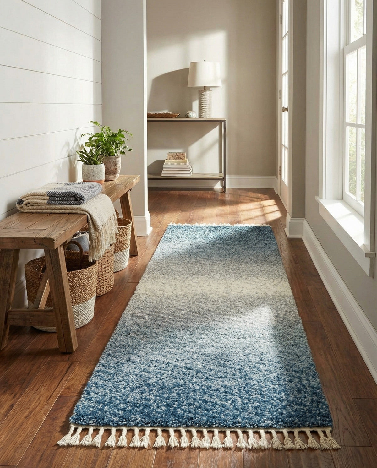 Cozy Cove Shag Collection Area Rug -  Lagoon Runner Blue  lifestyle 75