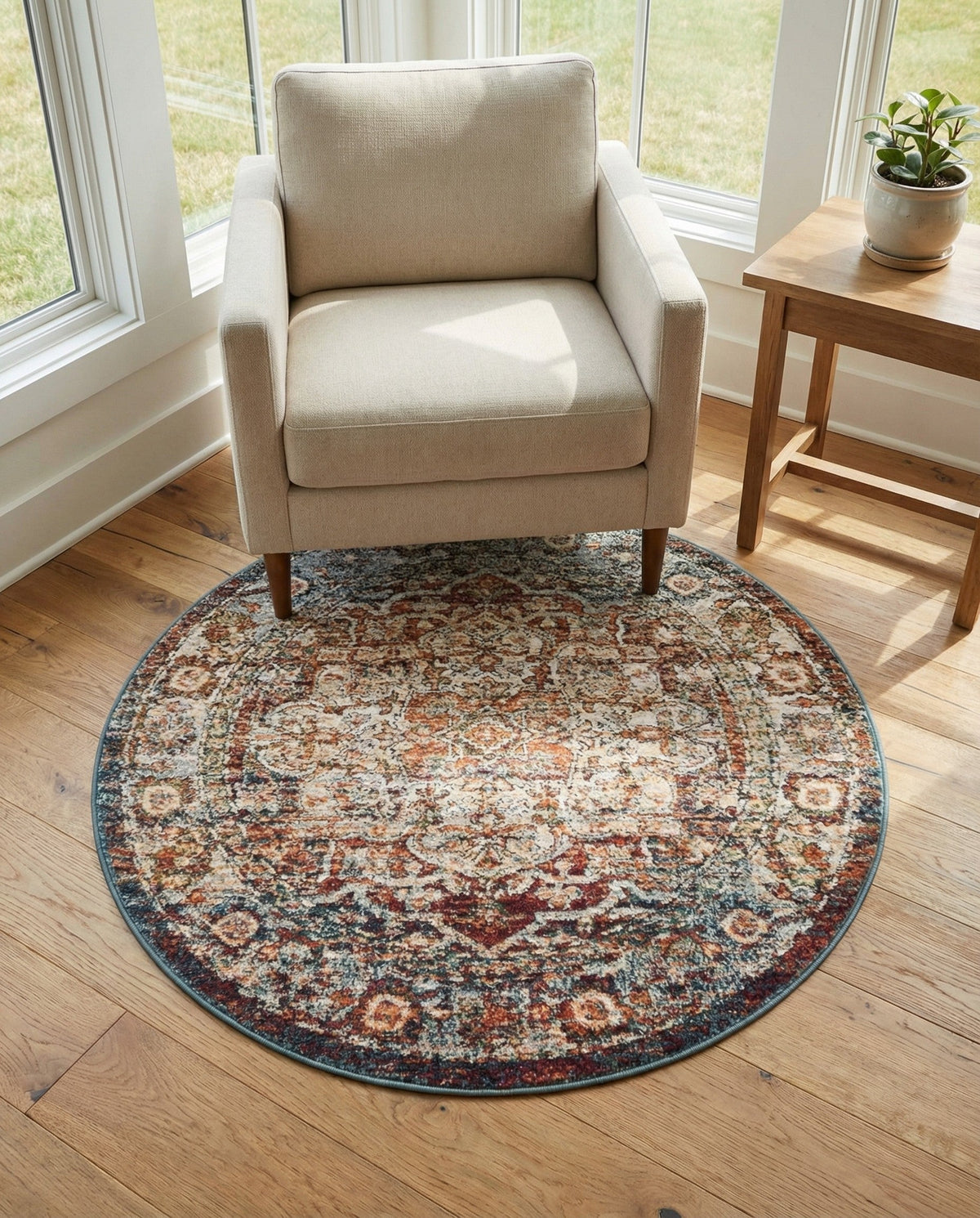 Savannah Soiree Collection Area Rug -  Everglade (Multi) Round Multi  lifestyle 106