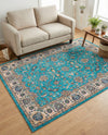 Casablanca Tapestry Collection Area Rug -  Marrakech (Arctic Aqua Blue) Rectangle Arctic Aqua Blue  lifestyle 6