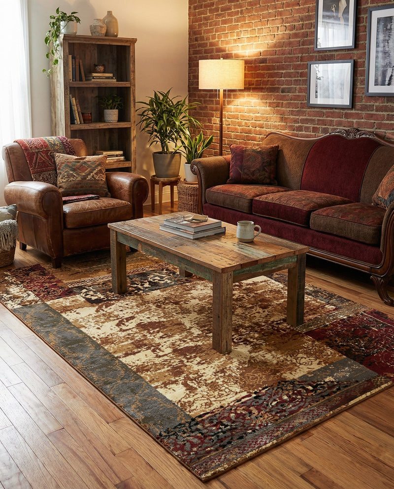 Bistro Lounge Collection Area Rug -  Latte Rectangle Beige  lifestyle 11