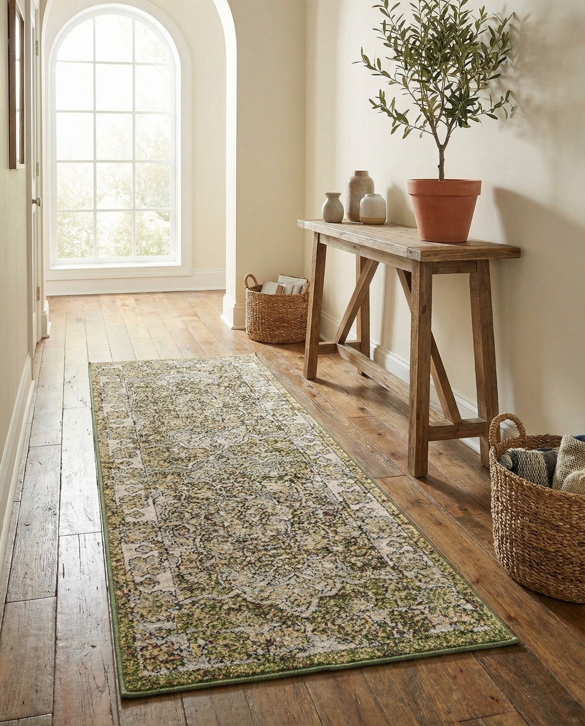 Savannah Soiree Collection Area Rug -  Everglade (Green) Runner Green  lifestyle 60