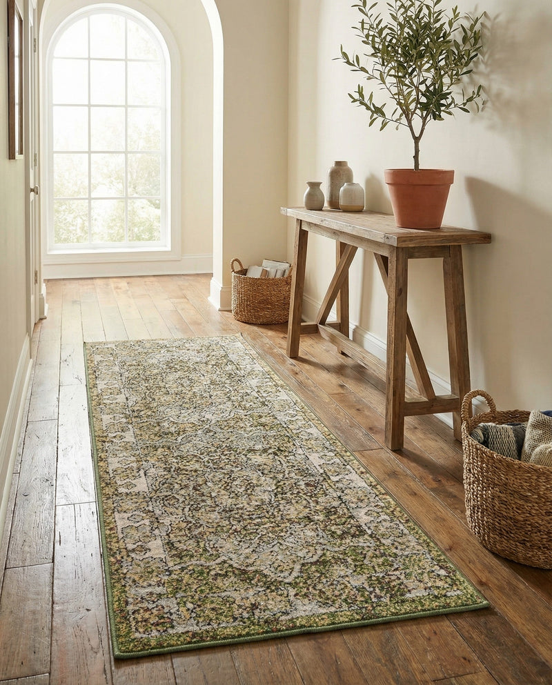 Savannah Soiree Collection Area Rug -  Everglade (Green) Runner Green  lifestyle 60