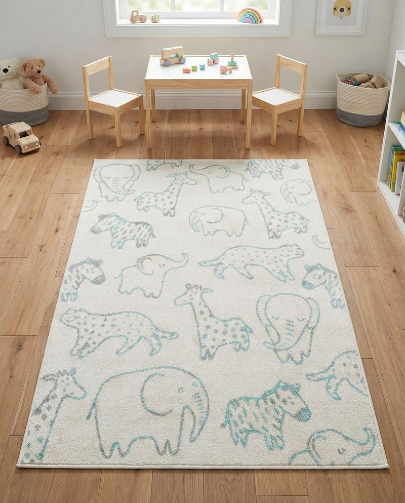 Wonder Tykes Collection Area Rug -  Spectrum Rectangle Ivory  lifestyle 54