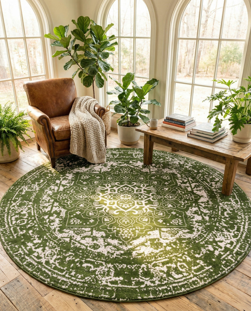 Georgetown Rugs Collection Area Rug - Dupont (Green) Round Green  lifestyle 42