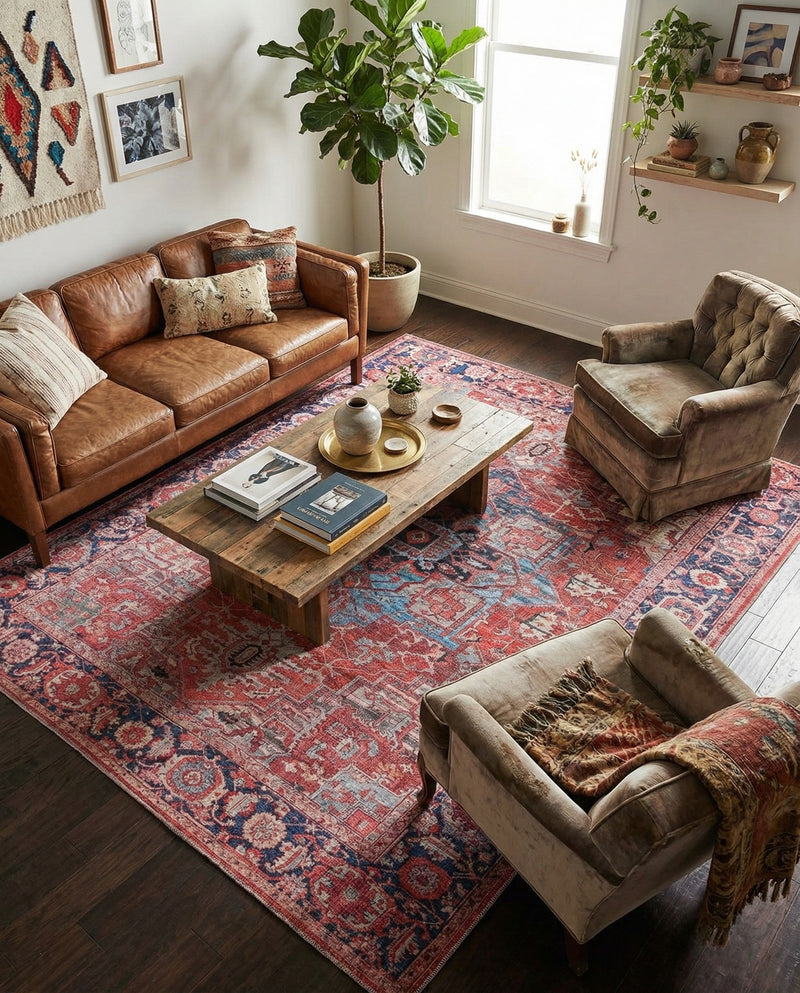 Zahara Oasis Collection Area Rug -  Essaouira Rectangle Rust Red  lifestyle 9