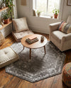 Riviera Elegance Collection Area Rug - Antibes (Dark Gray) Octagon Dark Gray  lifestyle 52