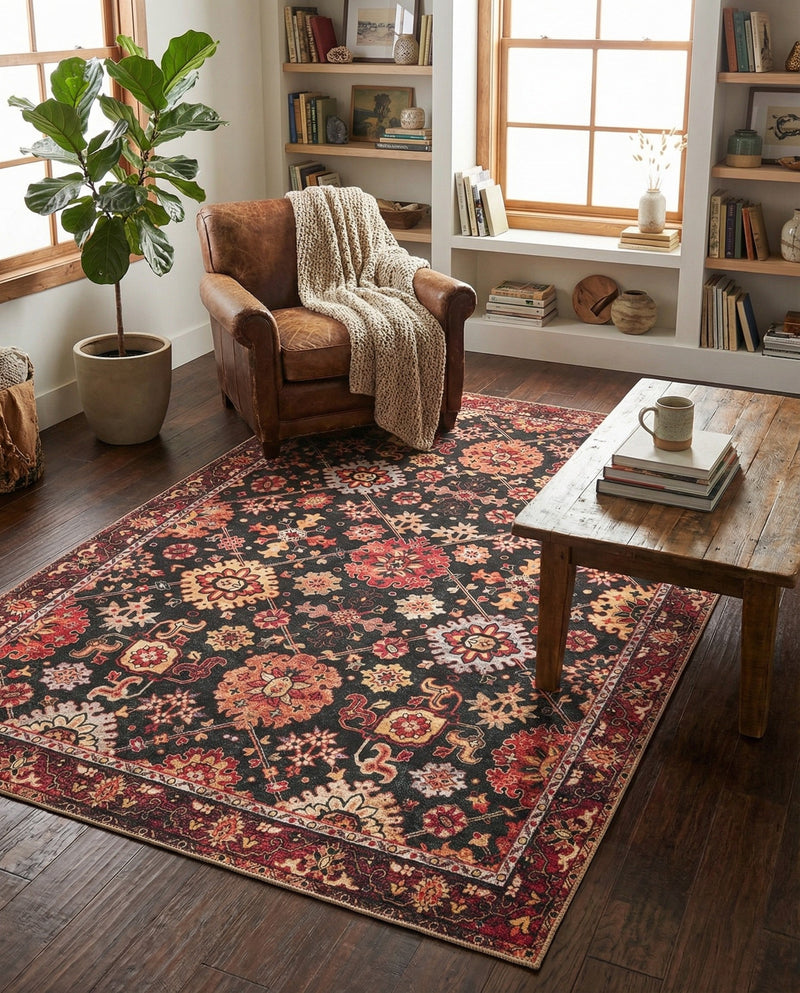 Heritage Elegance Collection Area Rug -  Himeji Rectangle Black  lifestyle 10