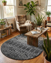 Marrakesh Lattice Collection Area Rug - Casablanca (Charcoal Gray) Oval Charcoal Gray  lifestyle 39