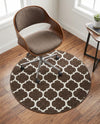 Lattice Gardens Collection Area Rug -  Bloomfield (Chocolate Brown) Round Chocolate Brown  lifestyle 48