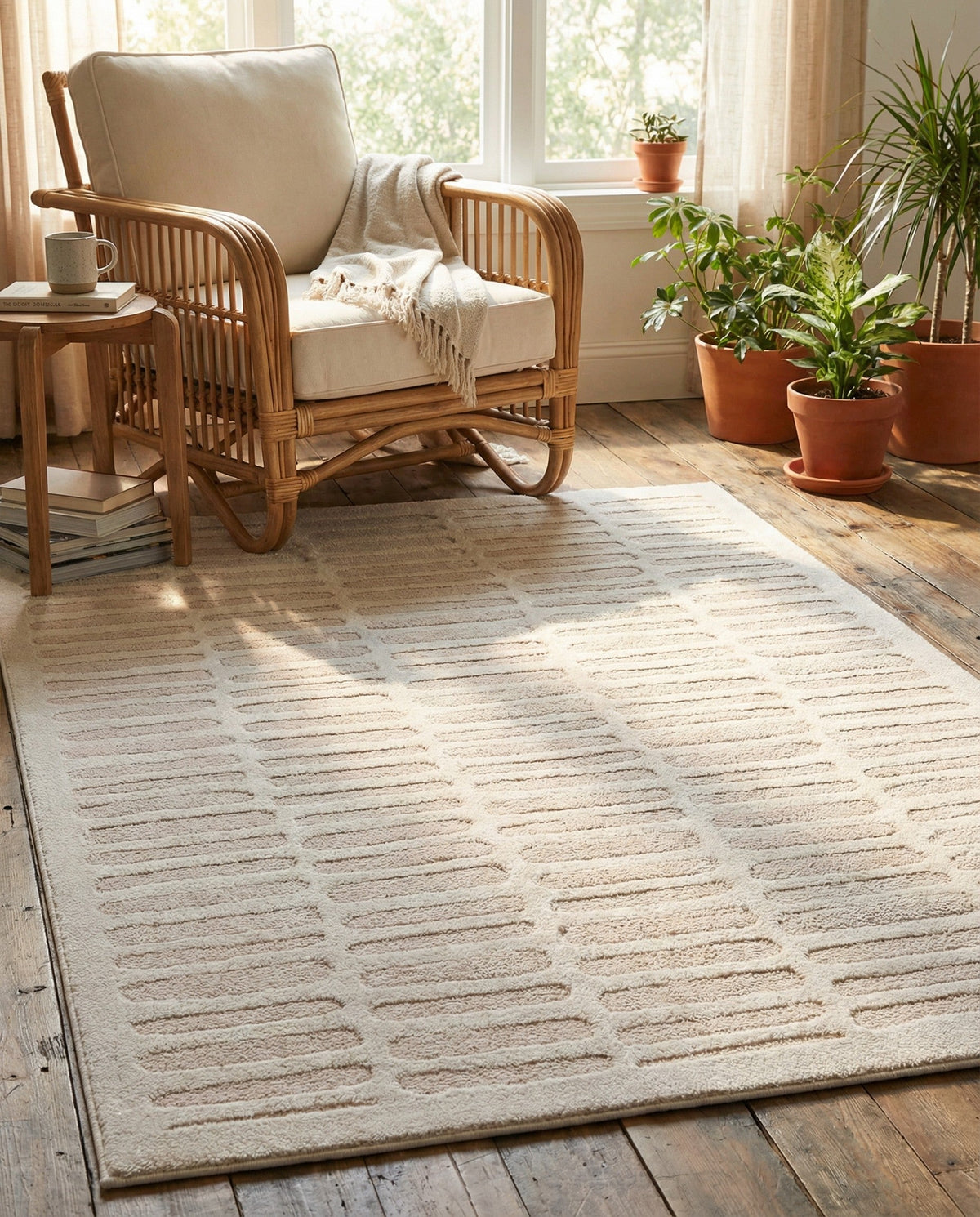 Haven Tapestry Collection Area Rug -  MistyRidge Rectangle Ivory White Main