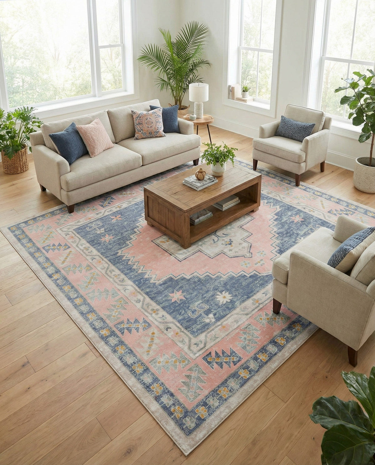 Savannah Series Collection Area Rug -  Augusta (French Blue) Square French Blue  lifestyle 92