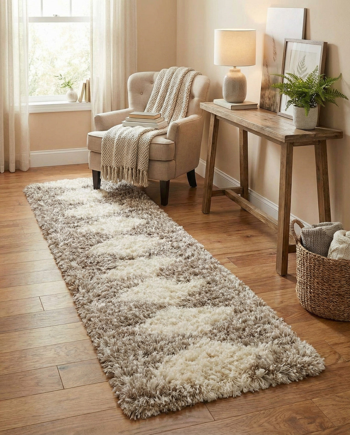 Eternal Plush Oasis Collection Area Rug -  Bliss Runner Pearl and Khaki  lifestyle 115
