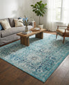 Chateau Elegance Collection Area Rug -  Louvre Rectangle Light Blue  lifestyle 47