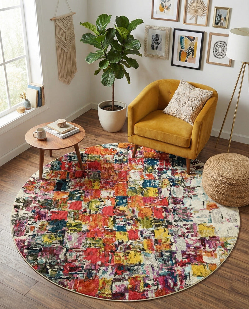 Marrakesh Elegance Collection Area Rug -  Azilal Round Multi  lifestyle 55