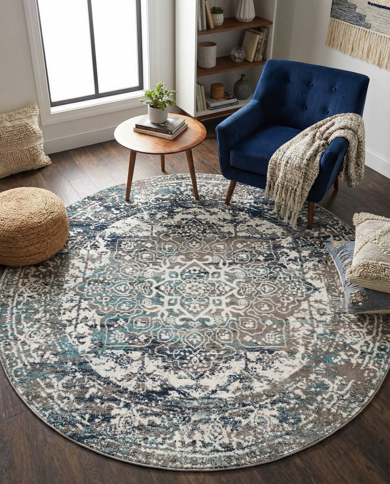 Georgetown Rugs Collection Area Rug - Dupont (Gray) Round Gray  lifestyle 64