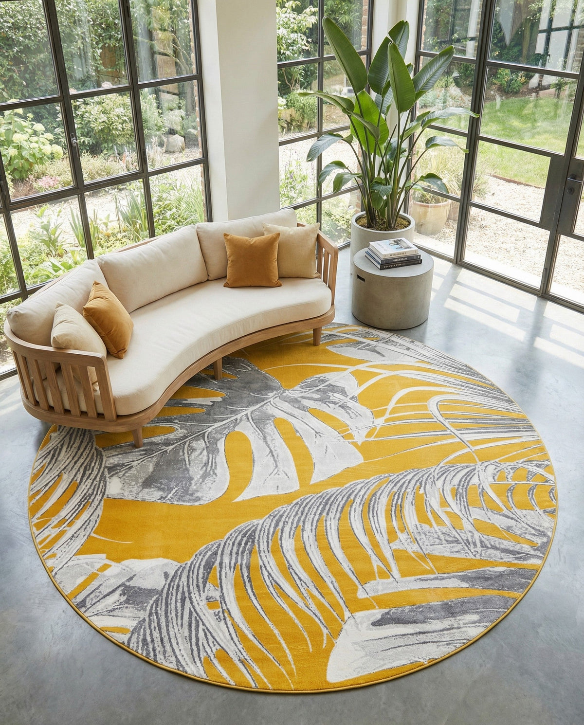 Meadow Breeze Collection Area Rug -  Clover Round Yellow  lifestyle 169