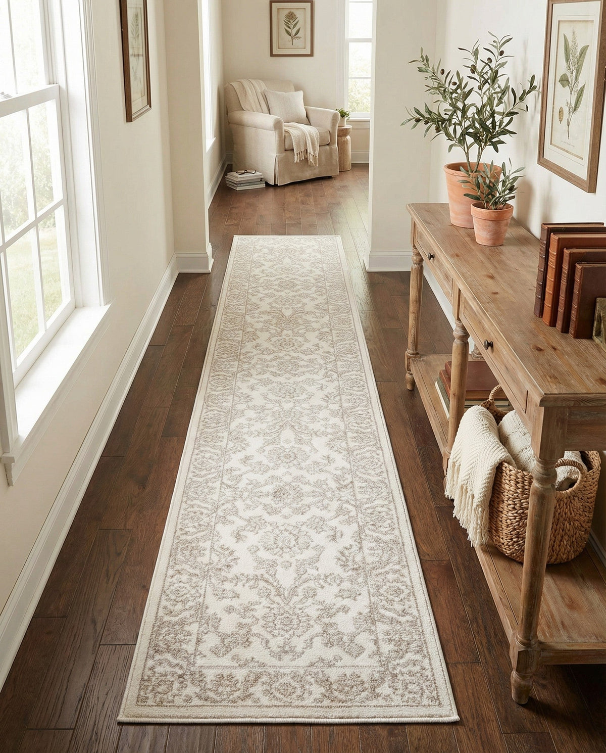 Savannah Elegance Collection Area Rug - Augusta (Ivory) Runner Ivory  lifestyle 85