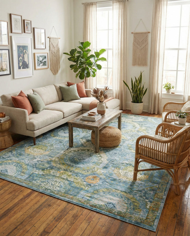 Caribbean Breeze Collection Area Rug -  Lucia Rectangle Light Blue  lifestyle 7