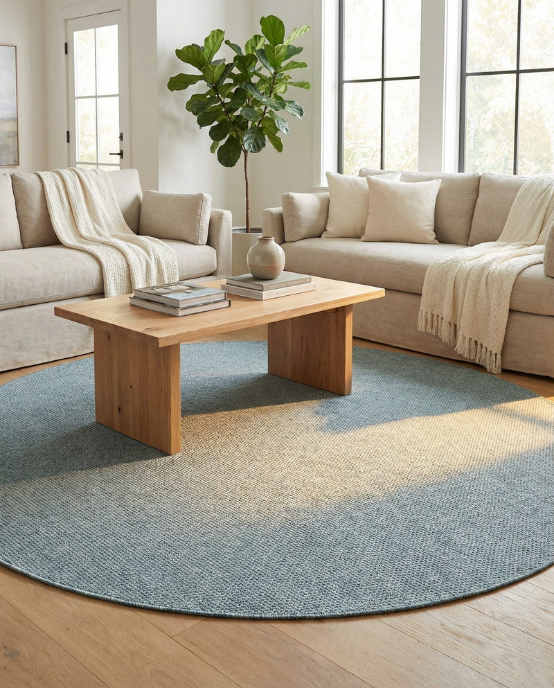 Seaside Serenity Collection Area Rug - Veranda (Aquamarine) Round Aquamarine  lifestyle 60