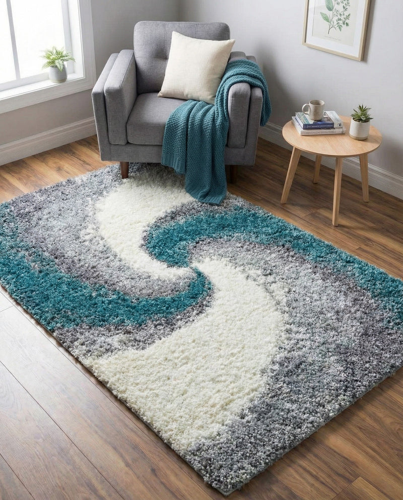 Cozy Haven Shag Collection Area Rug -  Oasis Rectangle Turquoise  lifestyle 69