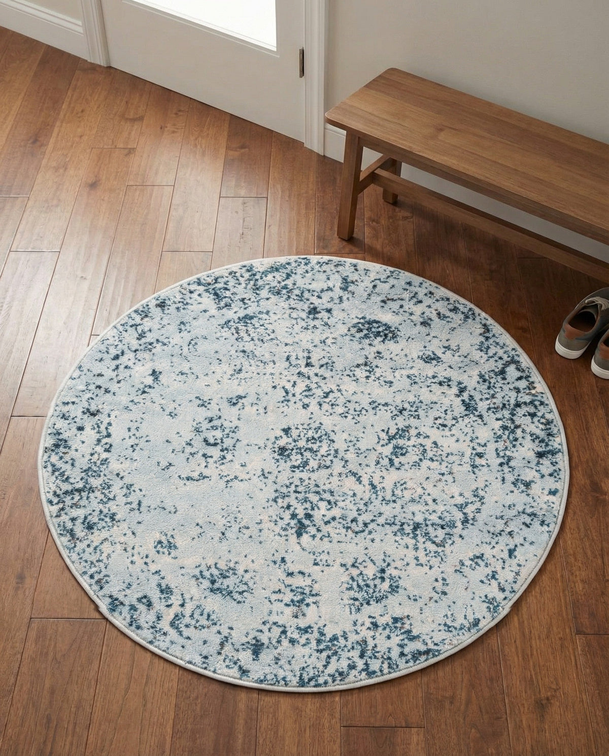 Riviera Elegance Collection Area Rug - Antibes (Light Blue) Round Light Blue  lifestyle 117
