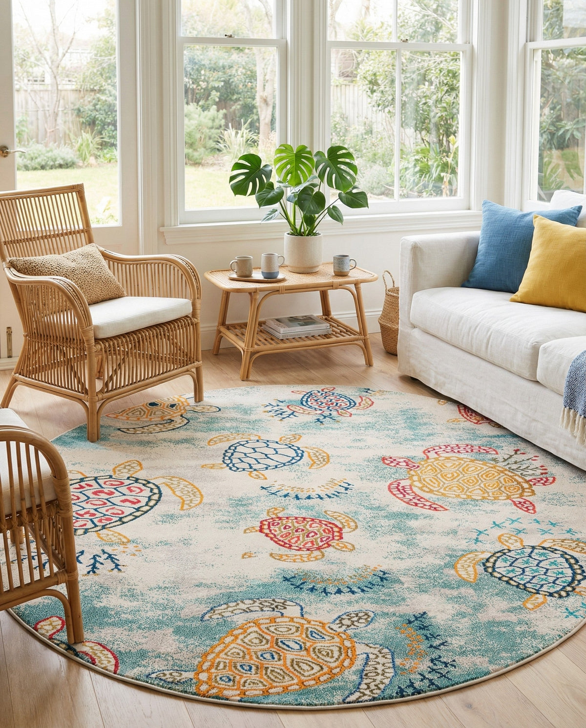 Sorrento Shores Collection Area Rug -  Massa Round Beige  lifestyle 138