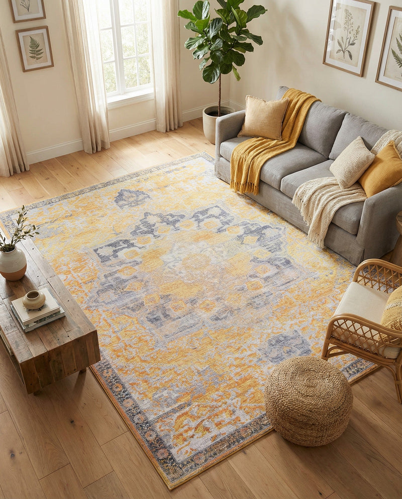Baroque Era Collection Area Rug - Versailles (Tuscan Yellow) Rectangle Tuscan Yellow  lifestyle 4