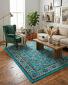 Isfahan Elegance Collection Area Rug - Naghsh-e Jahan (Turquoise) Rectangle Turquoise  lifestyle 16