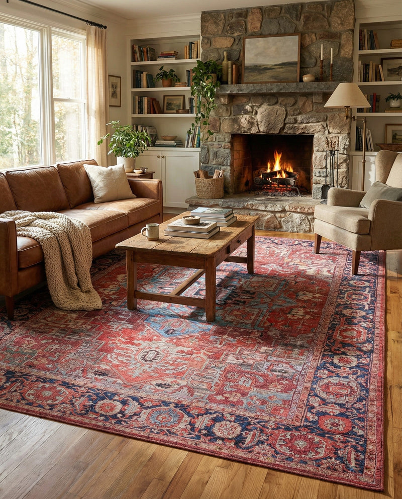 Zahara Oasis Collection Area Rug -  Essaouira Rectangle Rust Red  lifestyle 6