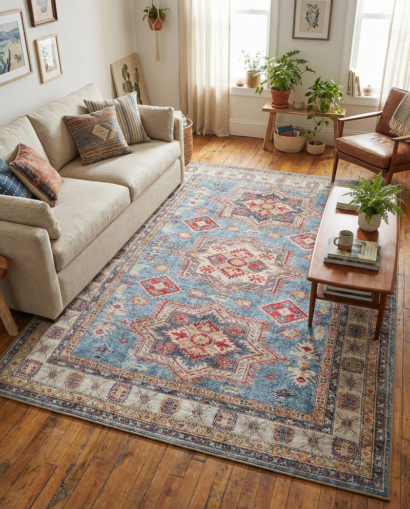 Heritage Elegance Collection Area Rug -  Neuschwanstein Rectangle Light Blue  lifestyle 33