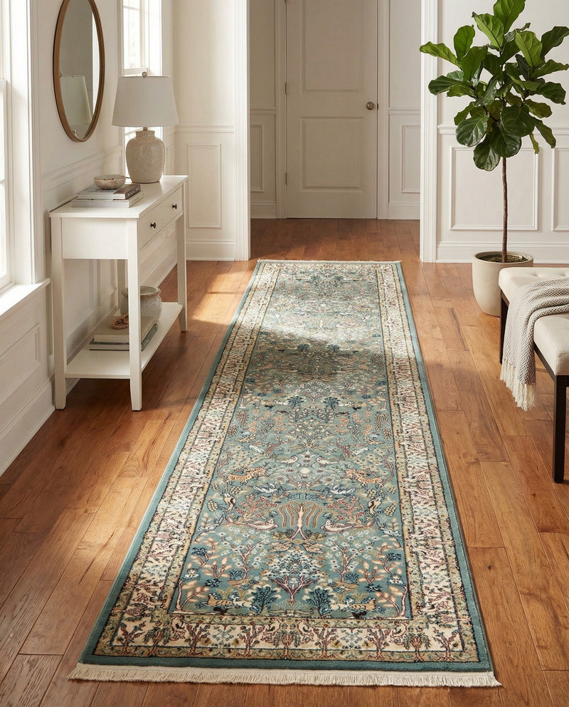 Persian Elegance Collection Area Rug -  Kerman (Blue) Runner Blue  lifestyle 73