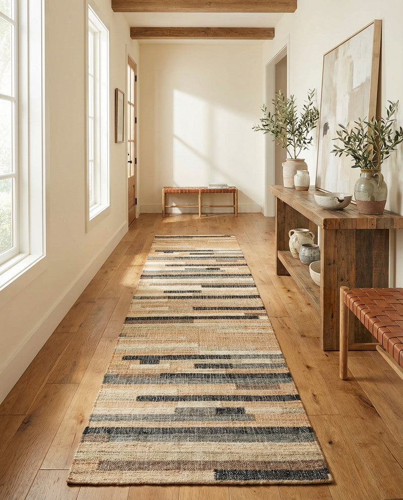 Benares Handwoven Jute Collection Area Rug -  Varanasi Runner Beige  lifestyle 21
