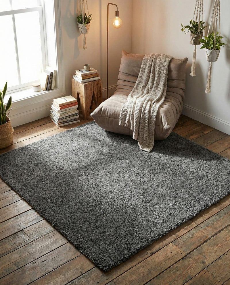 Cozy Comfort Shag Collection Area Rug - Haven (Smoke Gray) Square Smoke Gray  lifestyle 51