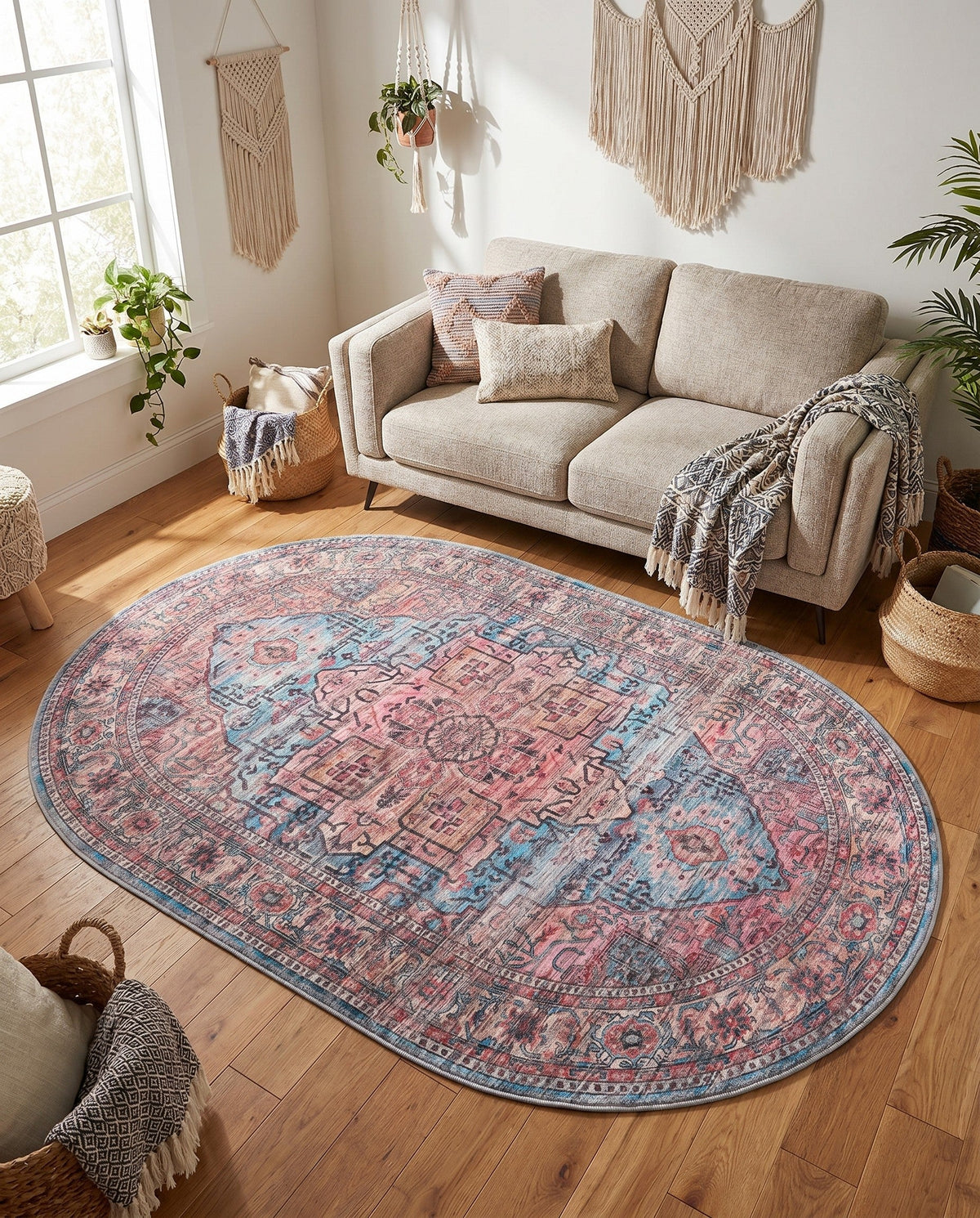 Zahara Oasis Collection Area Rug -  Fez Oval Blue  lifestyle 51