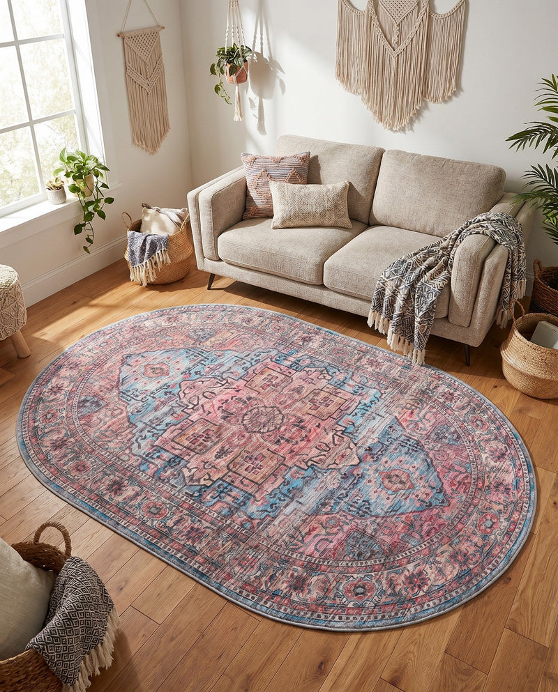Zahara Oasis Collection Area Rug -  Fez Oval Blue  lifestyle 51