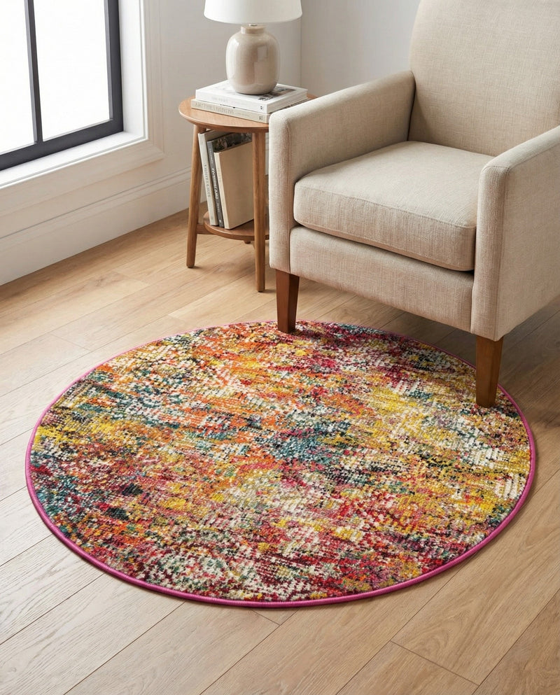 Colorburst Oasis Collection Area Rug -  Azura Round Multi  lifestyle 70