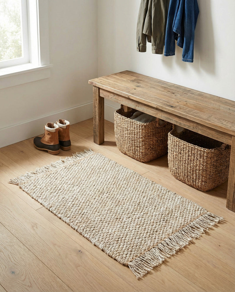 Savannah Jute Collection Area Rug - Seashore Rectangle Ivory  lifestyle 44