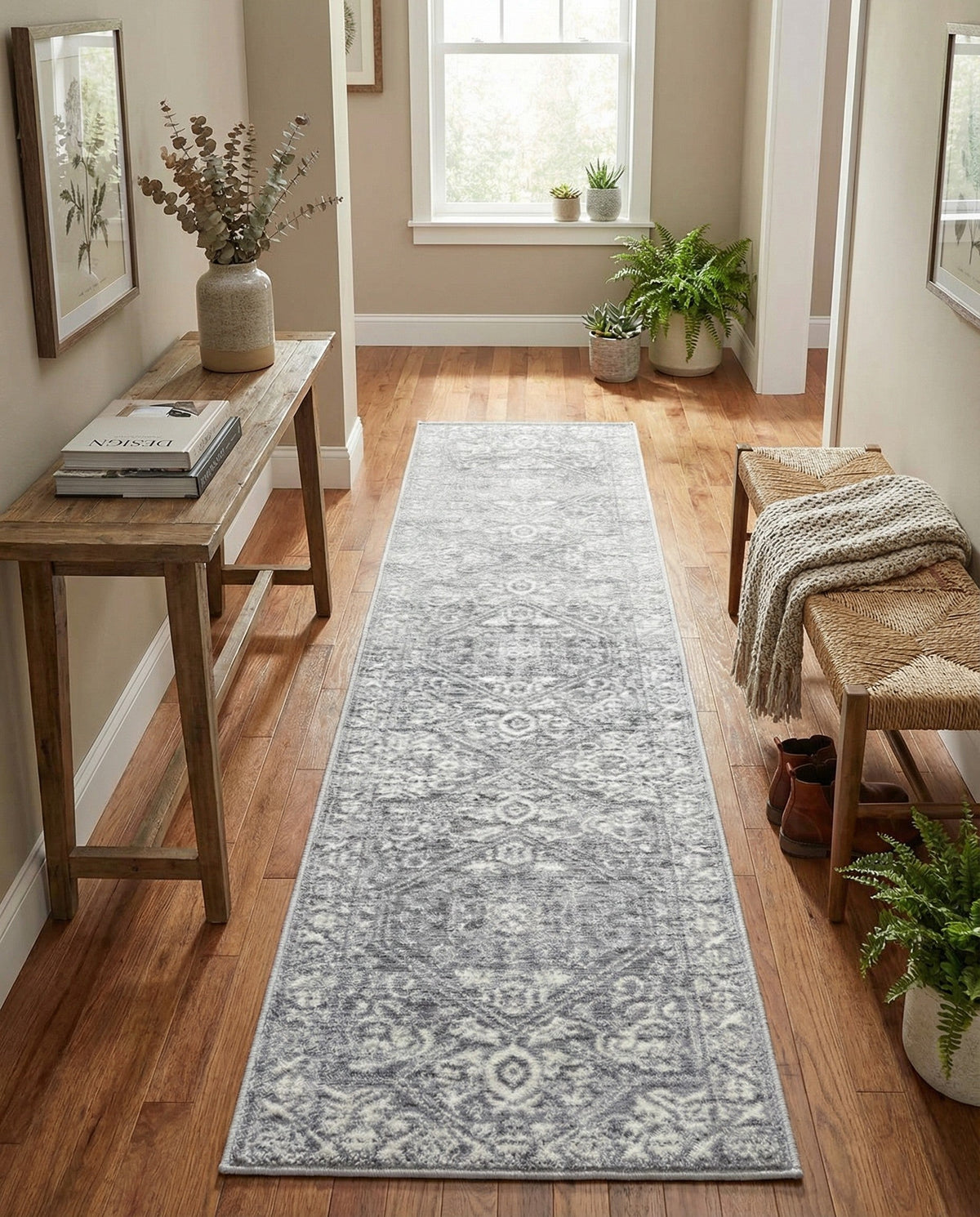 Charleston Elegance Collection Area Rug - Harborview Runner Gray  lifestyle 105