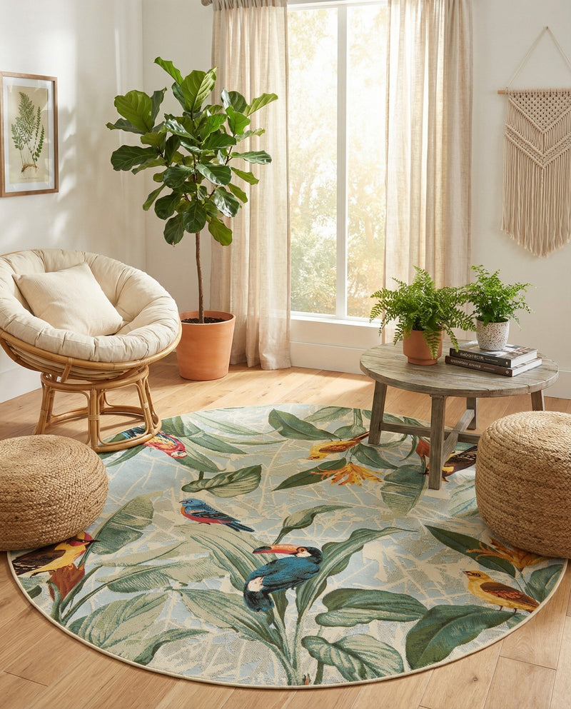 Seaside Blooms Collection Area Rug -  Tropic Round Multi  lifestyle 43