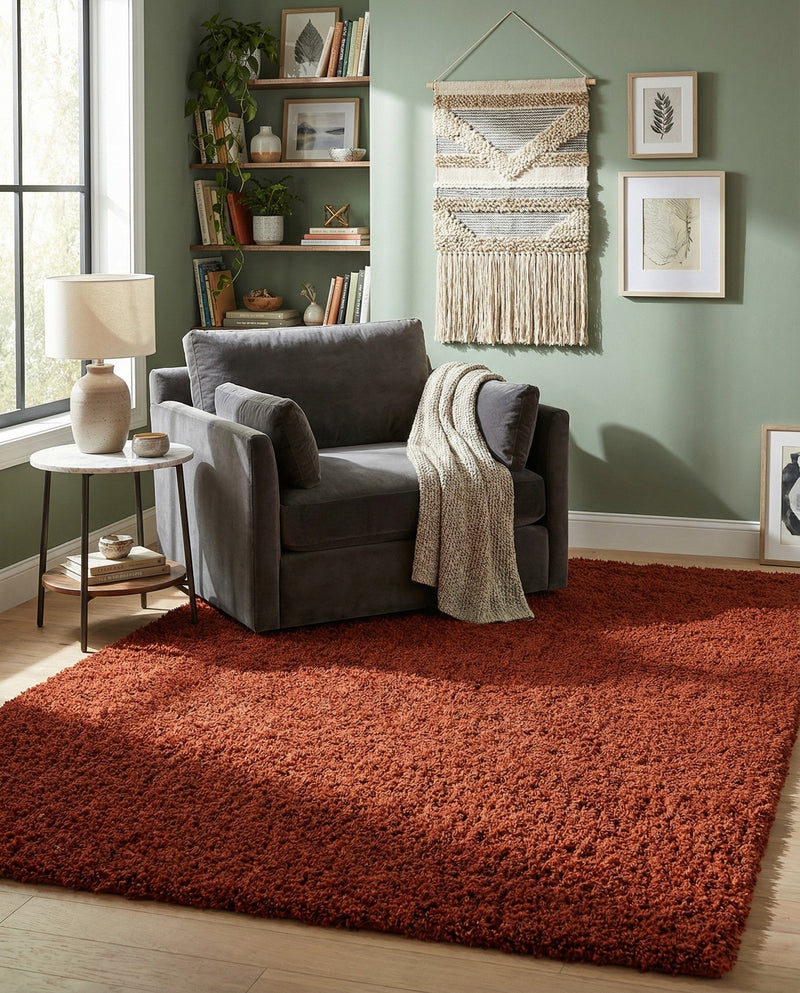 Plush Oasis Collection Area Rug - Serenity (Terracotta) Rectangle Terracotta  lifestyle 14