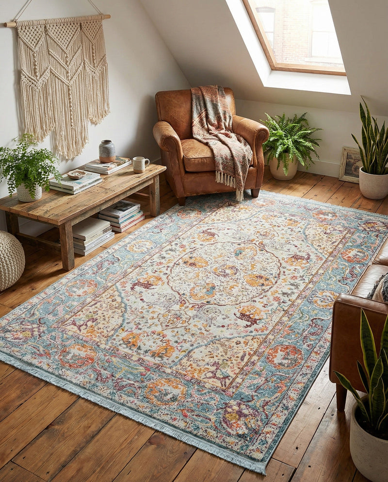 Caribbean Breeze Collection Area Rug -  Xcalak Rectangle Light Blue  lifestyle 33